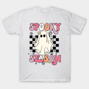 Retro Halloween Cute Ghost Spooky Season Funny T-Shirt